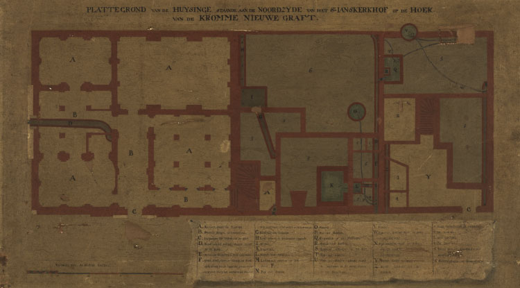 Plattegrond Janskerkhof 13 Utrecht, circa 1650