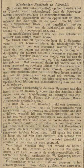 PHRM, USC Utrecht, Utrechtsch Studenten Corps, Janskerkhof 14 Utrecht