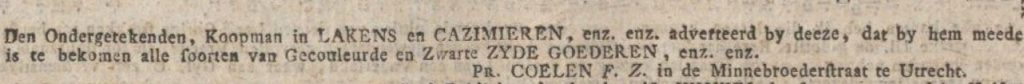 Pr. Coelen F.Z. in de Minrebroedertraat.