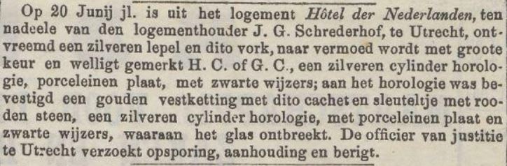 diefstal uit hotel der Nederlanden