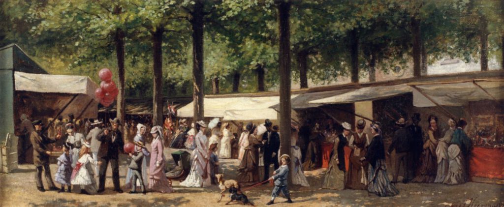 Janskerkhof tijdens een Jaarmarkt (Jozef Hoevenaar, ca. 1870)